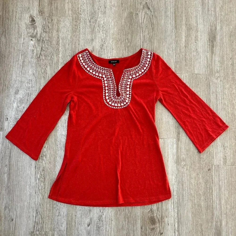Womens Verve Ami Orange 3/4 Sleeve Blouse - S